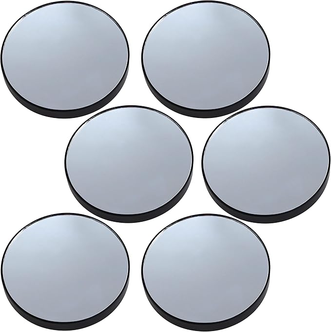 Iconikal 6-Pack 10x Magnification Mirror with Suction Cups, Black, 3-Inch Diameter