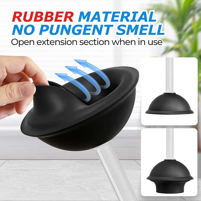 FORASTO 2 in 1 Toilet Plunger and Brush Set???Extended Handle Plunger???Toilet Bowl Brush Plunger Set,Bathroom Cleaning Tools ???Toilet Brush Plunger Combo???Cleaning Brush???Dark Gray