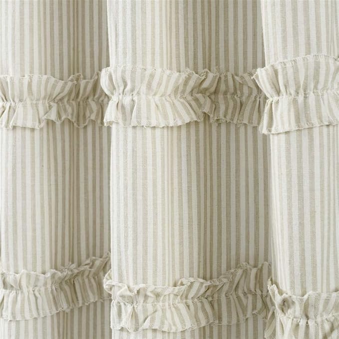 Lush Decor Vintage Stripe Yarn Dyed Cotton Shower Curtain, 72" x 72", Neutral