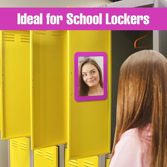 Locker Mirror Magnetic for Boys and Girls Locker, White 5" x 7" - Real Glass Magnetic Mirror for School Locker, Office, Home