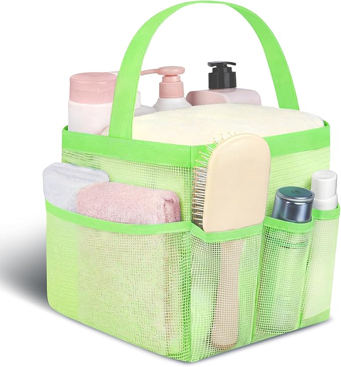 Attmu Mesh Shower Caddy Portable for College Dorm Room Essentials with 8 Pockets, Hanging Shower Caddy Dorm Basket, Quick Dry Shower Bag for Bathroom