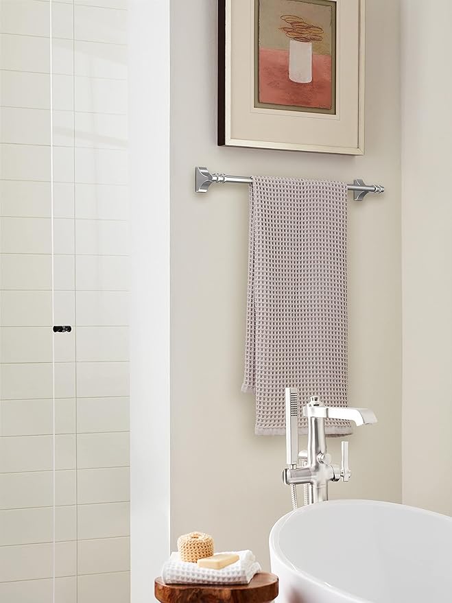 Amerock BH3605426 | Chrome Towel Bar | 24 in (610 mm) Towel Rack | Davenport | Bathroom Towel Holder | Bathroom Hardware | Bath Accessories