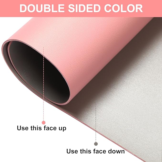 Makeup Mat for Vanity - Waterproof | Oil-Proof | Dust-Resistant | Soft and Comfortable Desk Protection, Ideal for Makeup Tables and Workbenches (15.7"X23.6", Pink)