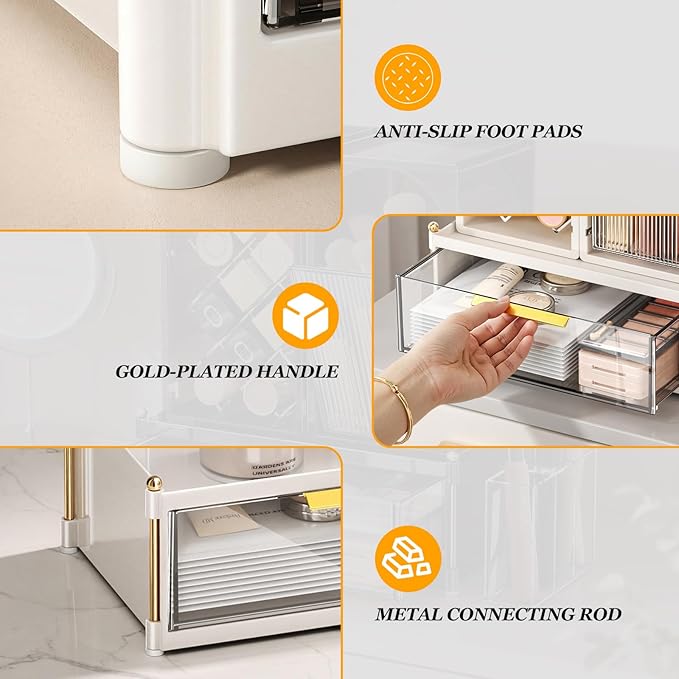 Modular Makeup Organizer, Clear Acrylic Cosmetic Storage Box with Drawer, Vanity Countertop Organizer for Makeup, Skincare and Beauty Accessories – Multiple Styles