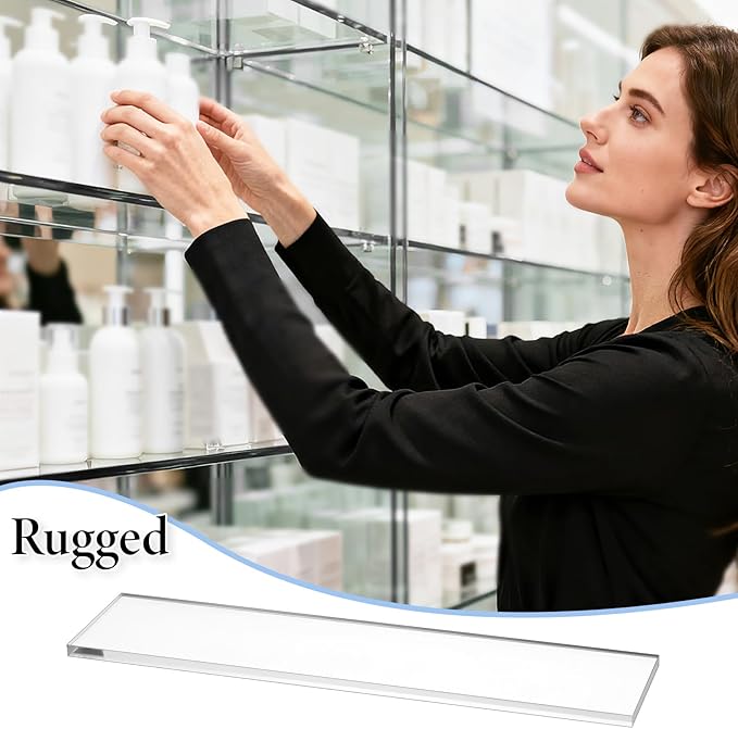 4 Pcs Medicine Cabinet Replacement Shelves 13 Inch Medicine Acrylic Shelves Wall-Mounted and Hanging Suitable for Bathroom Kitchen Living Room (Clear)