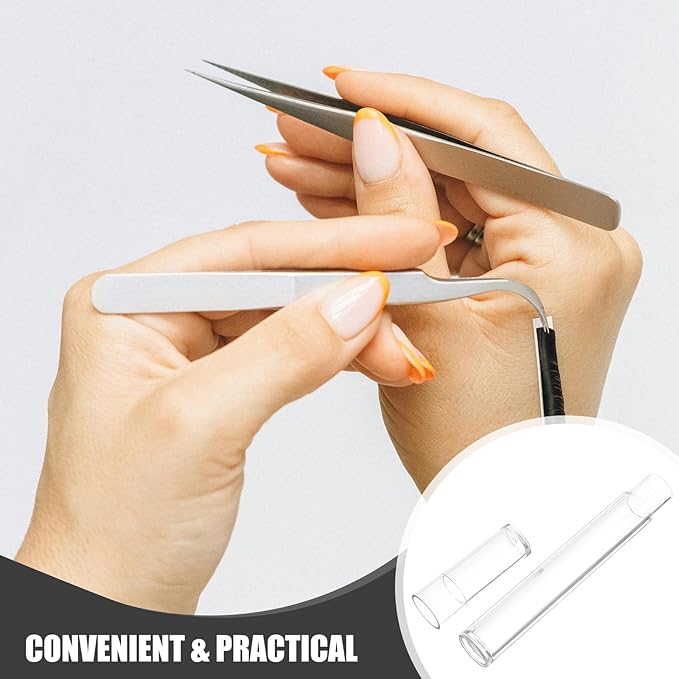 FRCOLOR Plastic Tweezers Storage Box with Lid Clear Cylindrical Organizer for Eyelash Tools Makeup Brushes 5.9 Inch Thin Dustproof Case