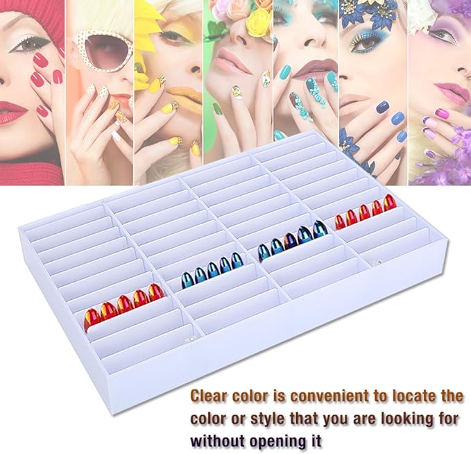 Nail Tips Storage Box, 44 Grids Fake Nail Display Case, Nail Storage Box, Display Box Nail Art Decoration Container, Clear Nail Art Decoration Container Nail Art Organizer