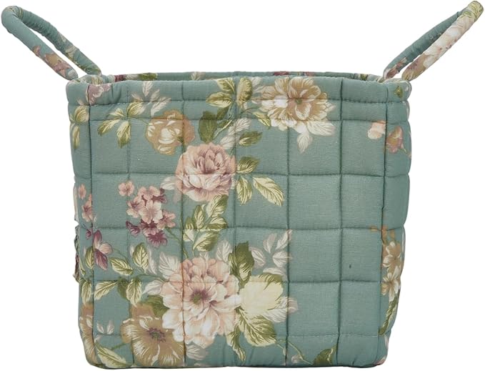 Quilted Laundry Basket with Handles, Aesthetic Collapsible Fabric Storage Basket for Clothes, Diapers & Toys - Multi-Purpose Boho Organizer Tote for Car, Home & Picnic (C)