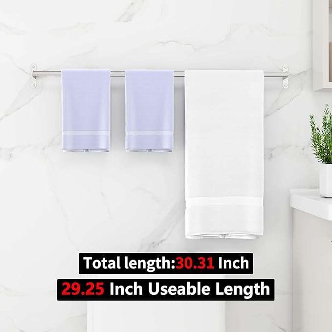 MKO Bath Towel Bar, Modern 30-Inch Towel Rod for Bathroom Wall Mounted, Bathroom Towel Holder Bars, Brushed Nickel