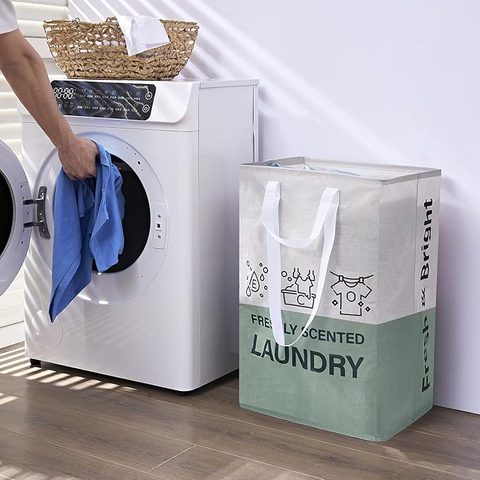 ELONG HOME Laundry Baskets, 92L Freestanding Laundry Basket with Handles, Waterproof Tall Collapsible Clothes Hamper for Dorm, Bedroom, Bathroom