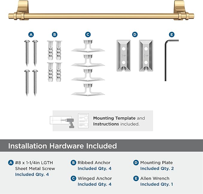 Amerock BH36053CZ | Champagne Bronze Towel Bar | 18 in (457 mm) Towel Rack | Davenport | Bathroom Towel Holder | Bathroom Hardware | Bath Accessories