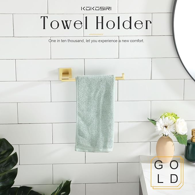 KOKOSIRI Bathroom Towel Bar Wall Mount Hand Towel Holder Hanger for Bathroom Storage and Organization Wall Mount, Brushed Gold Stainless Steel B3006BG