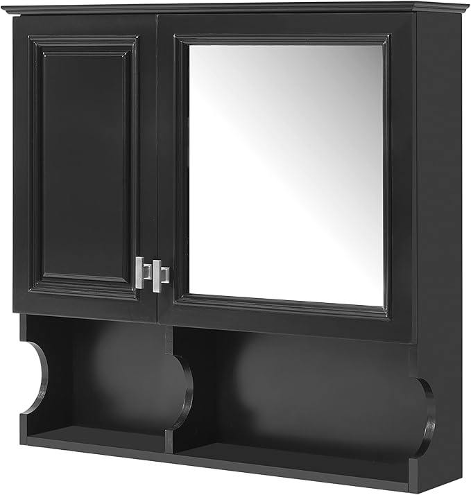 Bathroom Wall Cabinet with Mirror, Medicine Cabinet with 2 Doors and Adjustable Shelf, Space Saver Storage Cabinets Over The Toilet for Bathroom (30'' x 28'')