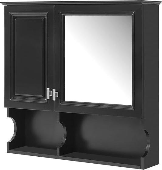 Bathroom Wall Cabinet with Mirror, Medicine Cabinet with 2 Doors and Adjustable Shelf, Space Saver Storage Cabinets Over The Toilet for Bathroom (30'' x 28'')