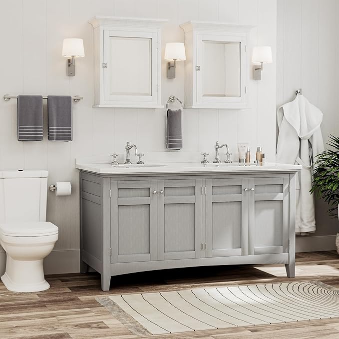 Luxbaro 24 Inch Bathroom Hardware Set, Brushed Nickel Bathroom Accessories, Modern Towel Bar Set Wall Mounted, Durable SUS304 Stainless Steel, 4-Piece