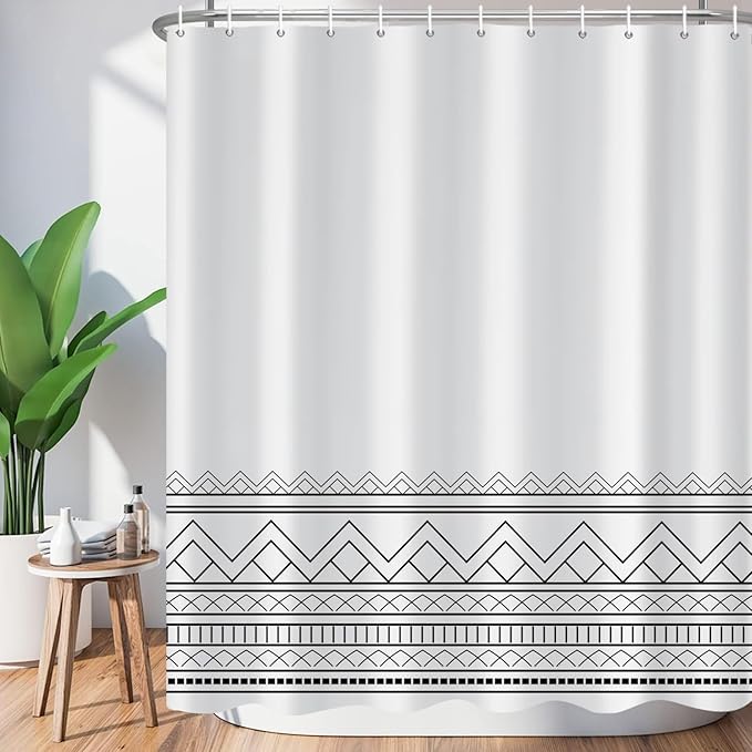 ChloropLastid Black and White Shower Curtain Modern Striped Shower Curtains for Bathroom Boho Modern Rustic Farmhouse Waterproof Fabric Bathroom Shower Curtain 72x72 Inches