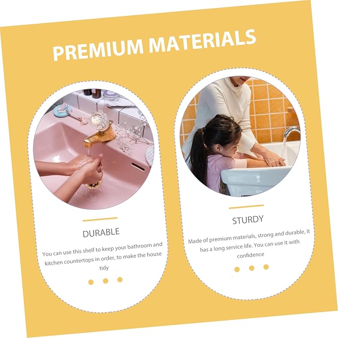 Ciieeo Storage Shelf Bathroom Countertop Organizer Marble Texture Corner Rack Foot Pads