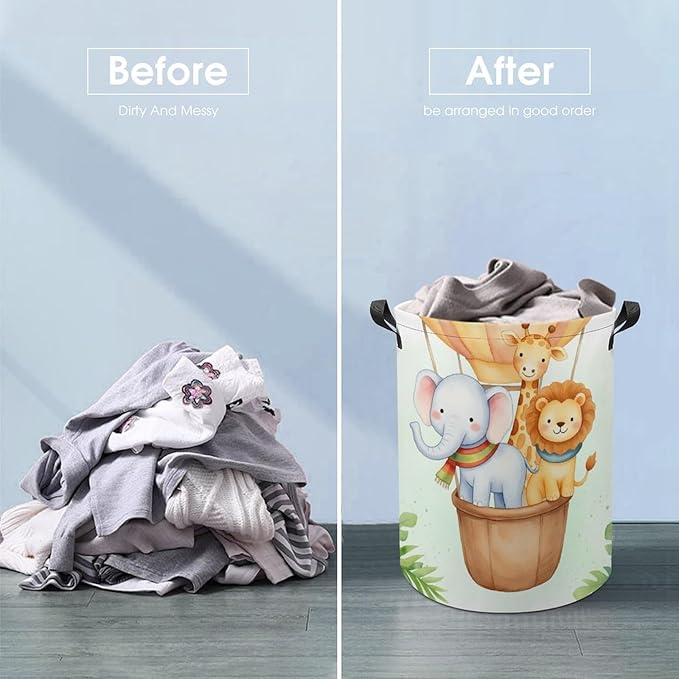 Cartoon Baby Laundry Basket Boys Room Decor Elephant Giraffe Hampers Boys Hamper Clothes Toy Storage Bin Jungle Decor