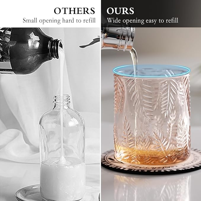 CICUFY Glass Foam Soap Dispenser for Kitchen & Bathroom - Refillable Lotion Dispenser with Large Gold Pump (Leaf Pattern-Pink)