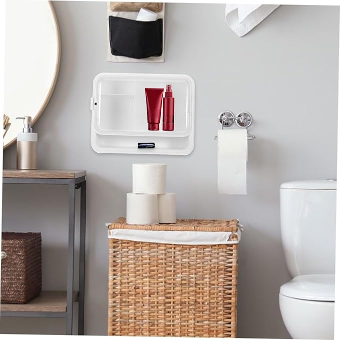 SOLUSTRE Wall Mounted Bathroom Shelf Multi-Layer Storage Organizer for Cosmetics and Essentials Durable White Design for Small Spaces Easy to Install Bathroom Decor Accessory