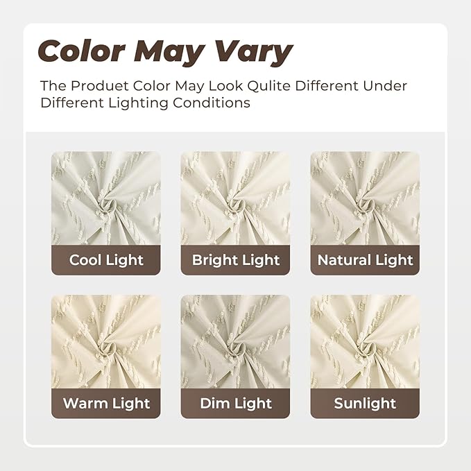 Cream Shower Curtain Boho Farmhouse Shower Curtain 72”W x 72”L Tufted Chevron Textured Minimalist Shower Curtains for Bathroom