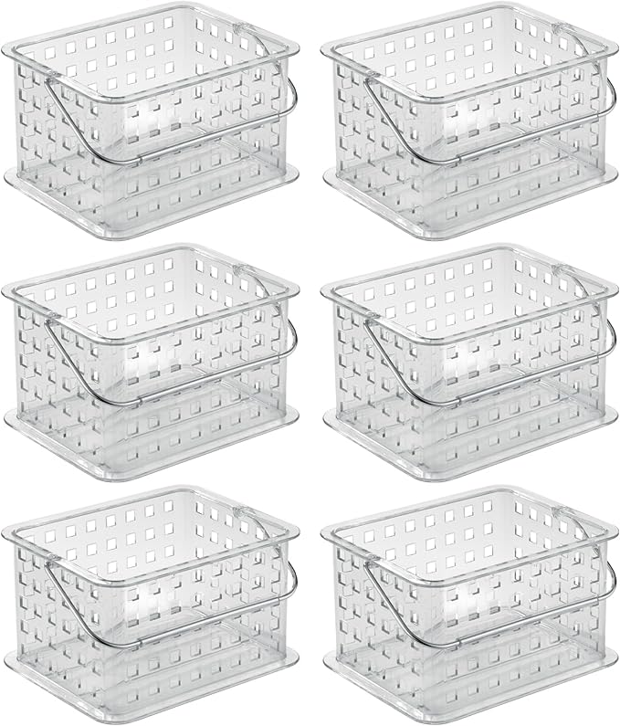 iDesign Small Clear Shower Caddy with Handle, Portable Shower Organizer for Dorm or Bathroom, 6-Pack