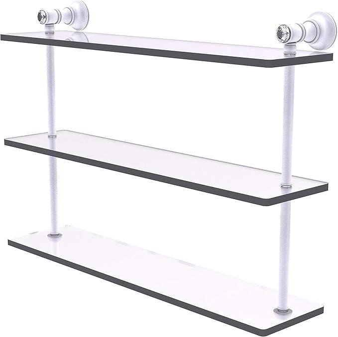 Allied Brass CC-5-22 Carolina Crystal Collection 22 Inch Triple Glass Shelf, Matte White