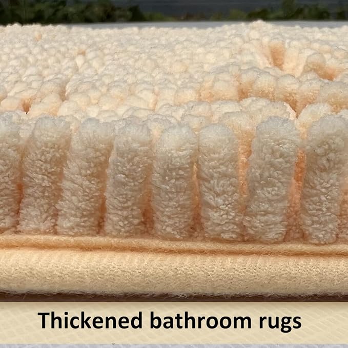 Bathroom Rugs 3 Piece Bath Rugs Sets 3 Piece, Extra Soft and Absorbent Shaggy Bathroom Mat Rugs, Machine Washable, Non-Slip Plush Carpet Cream