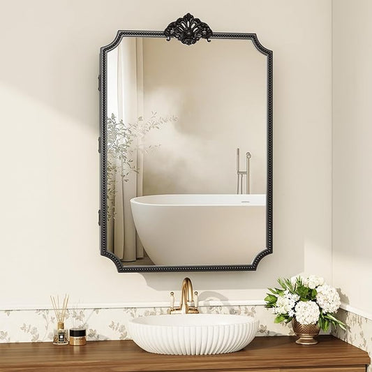 24x36 Inch Medicine Cabinets for Bathroom, Medicine Cabinet Mirror with Storage, Recessed or Surface Mount Medicine Cabinet Mirror，All-Metal Frame, Sturdy & Heavy Shelves, Easy Assembly（Black）
