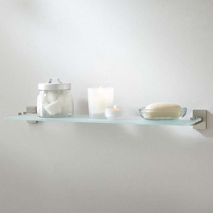 Naiture Tempered Glass Shelf in Chrome Finish