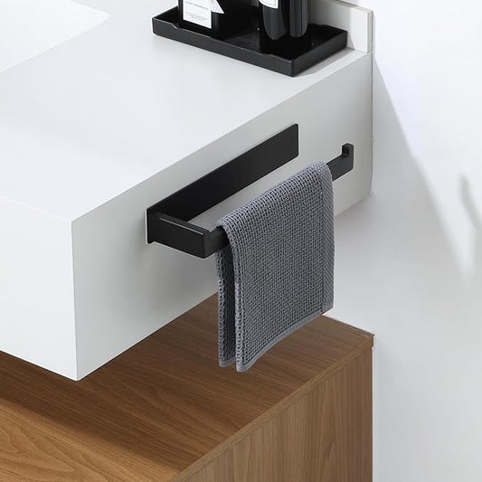 Alise Hand Towel Holder Self Adhesive Towel Bar for Bathroom Wall Mounted,Bathroom Towel Rack Without Screws SUS304 Stainless Steel Hand Towel Hanger for Bathroom,Kitchen,Cabinet,Matte Black