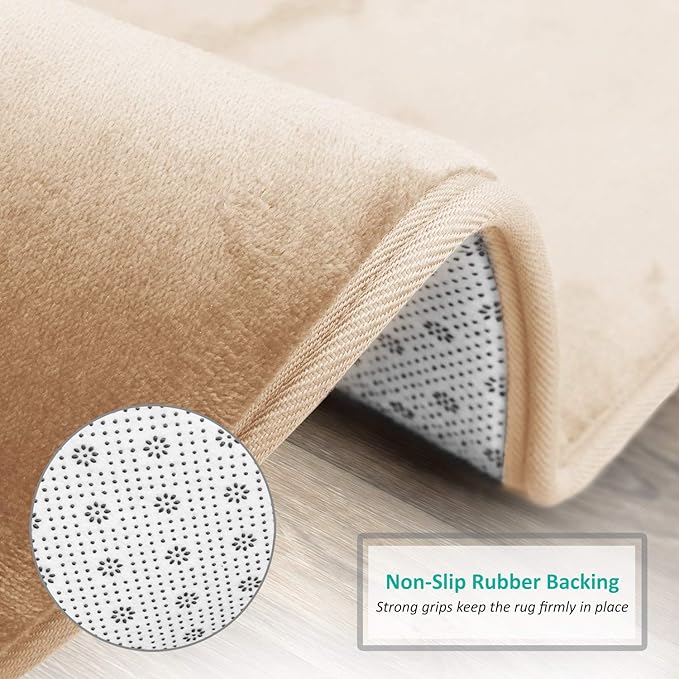 Clara Clark Bathroom Rugs, Velvet Memory Foam Bath Mat, Non-Slip, Machine Washable Bath Rugs - Dries Quickly, Ultra Soft Plush Bath Mats for Bathroom, 20 x 32, Cream