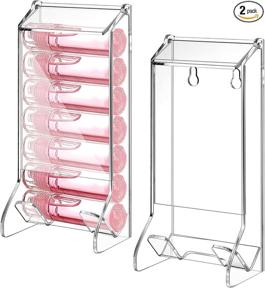 Weysat 2 Pcs Clear Acrylic Lip Balm Dispenser Organizer Holder for Lip Balm Containers Freestanding Counter Display Retail Stand for Lipsticks Glosses (Single Slot)
