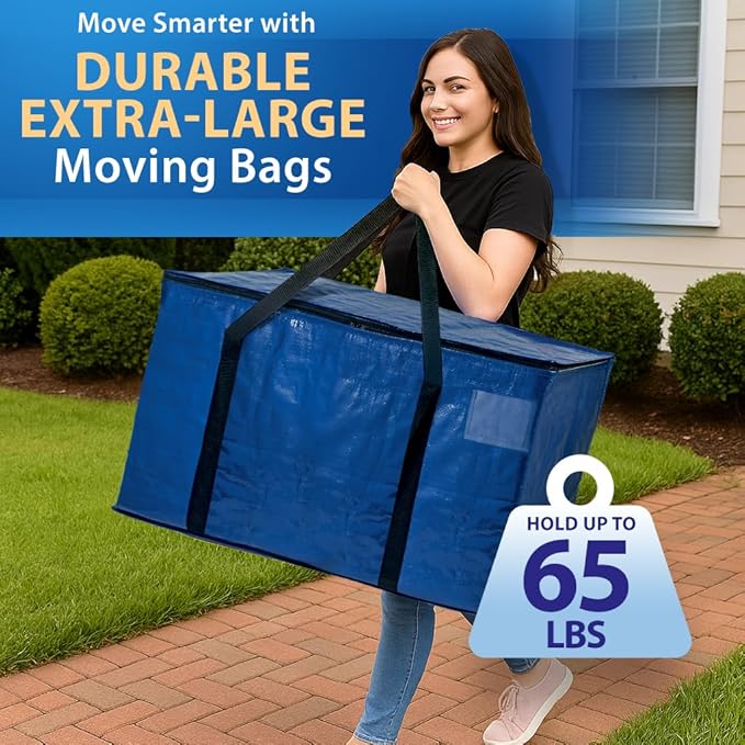 ClearSpace Heavy Duty Moving Bags or Storage Bag ?€? Large Moving Boxes with Backpack Straps, Zippers & Handles ?€? Perfect for Moving, College Dorm, Traveling, Camping, Christmas Decorations, 2 Pack