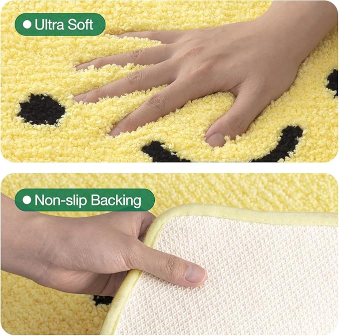 LUMI Cute Bathroom Rugs, Funny Fruit Rug, Soft Plush Fluffy Yellow Bath Mat, Absorbent, Non-Slip for Bathroom, Kitchen Sink, Bedroom, Kid's Bedroom, and Living Room, 24"x34.5", Lemmy