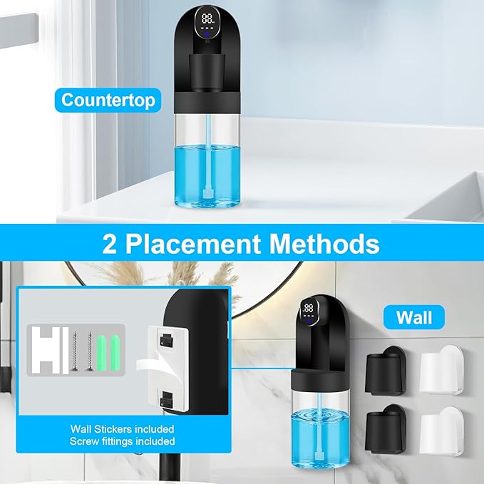 Automatic Mouthwash Dispenser for Bathroom, 20.29 oz Touchless Smart Wall-Mounted Mouth Wash Dispensers, 4 Magnetic Cups, 4 Dispensing Modes, Hands-Free Bathroom Accessories for Home Kids Family-Black