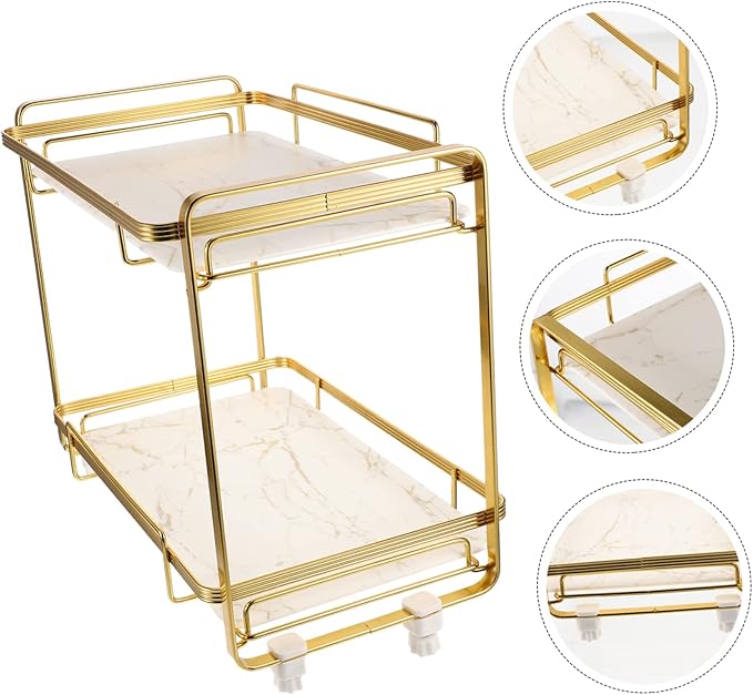 Ciieeo Storage Shelf Bathroom Countertop Organizer Marble Texture Corner Rack Foot Pads