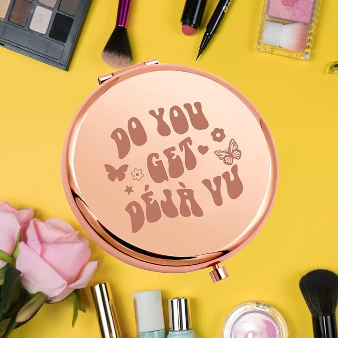 KEYCHIN Music Album Pocket Mirror Singer Fans Gifts Do You Get Deja Vu Music Song Lyrics Compact Makeup Mirror for Women Girls Teenagers (Deja Vu -RG)