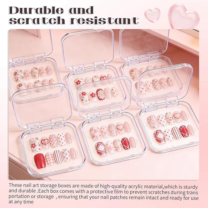 30pcs Press On Nail Packaging Box???Press On Nail Storage Box Set With 60pcs Of Double-Sided Adhesive Tape???Suitable For Nail Storage And Nail Art Display (Clear)