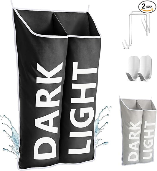 Hanging Laundry Hamper Bag XL 40x22", Space Saving over the Door Storage Bags, Behind the Door Hampers for Dirty Clothes & Wall Mounted Basket for Bathroom, Organizer for Small Room Spaces RV