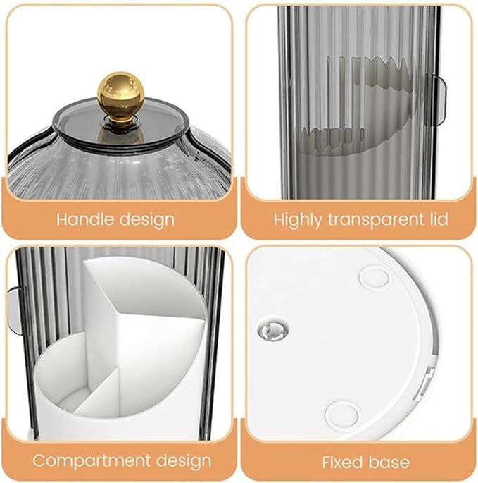 Multi-function Rotating Bird Cage Toiletries Storage Rack ?€? Makeup Organizer, Brush Holder | Transparent Dust-proof Box, 360 Rotating Design for Dressing Tables, Desktops, Bathroom Countertops