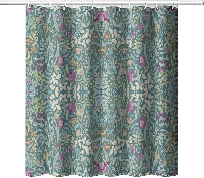 Vintage Botanical Shower Curtain William Morris Designs Green Jungle Fruit Print Shower Curtain Set Polyester Interior Waterproof Shower Curtain with 12 Hooks 66x72 Inches(168x183cm)