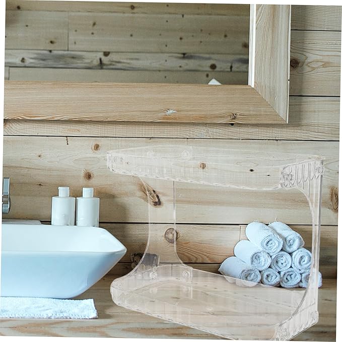 Zerodeko Bathroom Organizer Double Counter Shelf for Toiletries Cosmetics Stylish Corner Storage for Bathroom Kitchen Sleek Design Enhances Decor