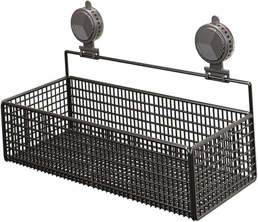 Bathroom Shelf with Suction Cup, Shampoo Holder, Bathroom Organizer, Black L