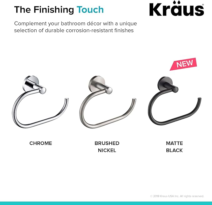 KRAUS Elie Bathroom Towel Ring, Chrome Finish, KEA-18825CH