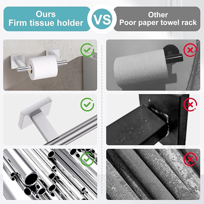 10 Pieces Brushed Nickel Towel Bar Set, Double Dase Toilet Paper Holder Bathroom Hardware Set, 23.6 Inch Stainless Steel Towel Rack for Bathroom Wall Mounted