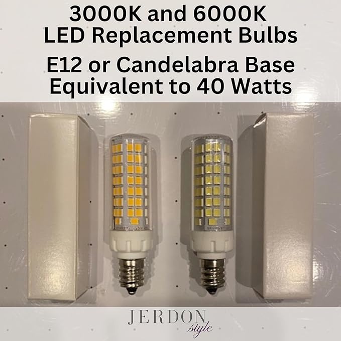 JERDON LED Replacement Light Bulb for Makeup Mirrors - 3000K (2 Pack) - LED Bulbs for Mirrors - Yellow-Tinted Lightbulbs