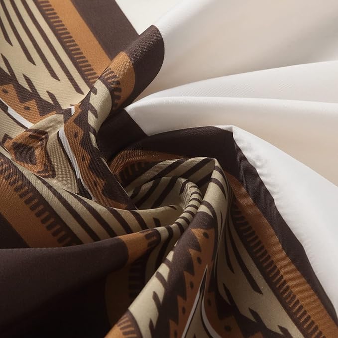 Long Fabric Shower Curtain, Beige and Brown Color Block Cloth Shower Curtains for Bathroom, Waterproof Bathroom Curtains, 78" W x 78" H