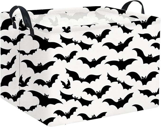 Rectangular Batman Basket Kids Baby Storage Basket Cute Kids Toy Storage Bin Organizer Shelf Book Bat Room Decor(Black Bats)