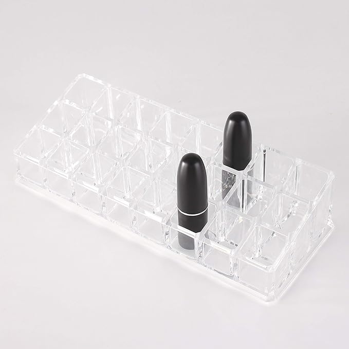 Clear PS Lipstick Organizer for Cosmetic Make Up Holder Crystal 24 Sections B Style